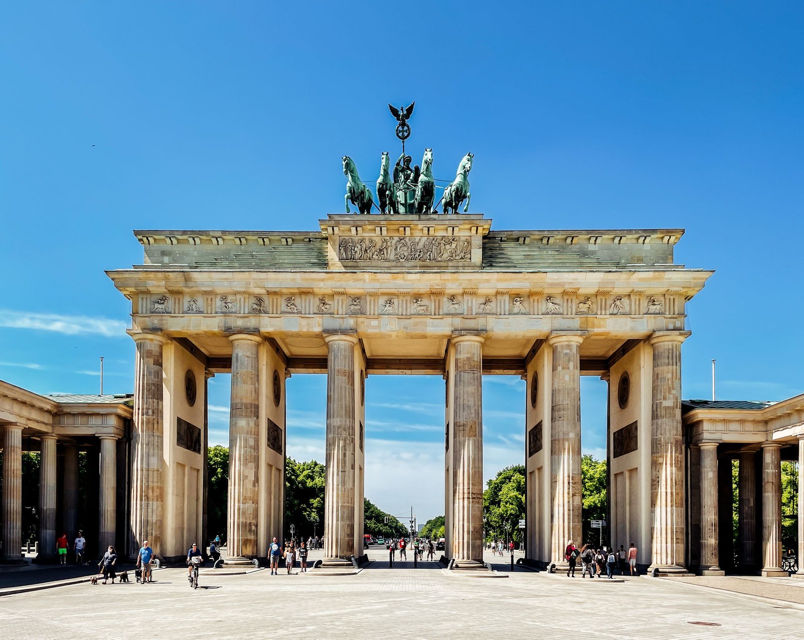 Stunning view of the Brandenburg Gate on a clear day in Berlin, Germany.
